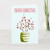 Carte Baies rouges aquarelle Noël (Devant)