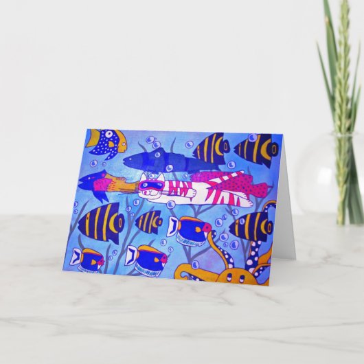 Carte Baignade en chat avec poisson (Devant)