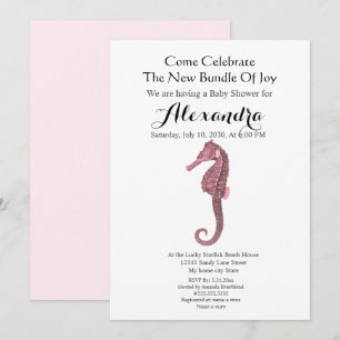 Carte Baigneuse Fleurie Rose Cheval Marin Abricot pour F