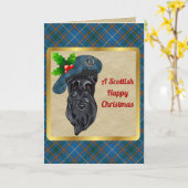 Carte Bain Badge & Tartan Noël personnalisé (Fleur jaune)