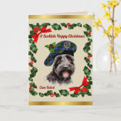 Carte Baird Scottie Dog Noël personnalisé (Fleur jaune)