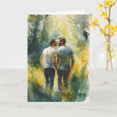 Carte Baiser dans une clairière forestière à l'aquarelle (Fleur jaune)