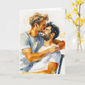 Carte Baiser de plage à l'aquarelle Embrassade (Fleur jaune)