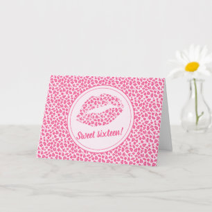 Carte Baiser léopard rose - Anniversaire Sweet sixteen
