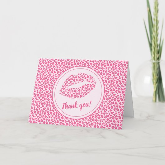 Carte Baiser léopard rose - Merci (Devant)