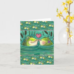 CARTE BAISER LES GRENOUILLES COLORÉ & ROMANCE D'ÉTANG MI