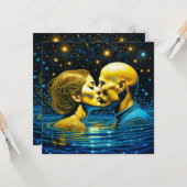 Carte Baiser romantique sous les étoiles Art mystique (Devant/Arrière en situation)