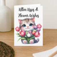 Baisers de chaton et vœux fleuris Joli chat tulipe