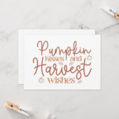 Carte Baisers de citrouille et vœux de récolte (Devant/Arrière en situation)