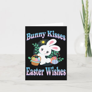 Carte Baisers de lapin Pâques souhaite de mignons oeufs