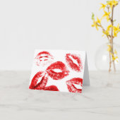 Carte Baisers de rouge à lèvres Baiser Empreinte de lèvr (Fleur jaune)