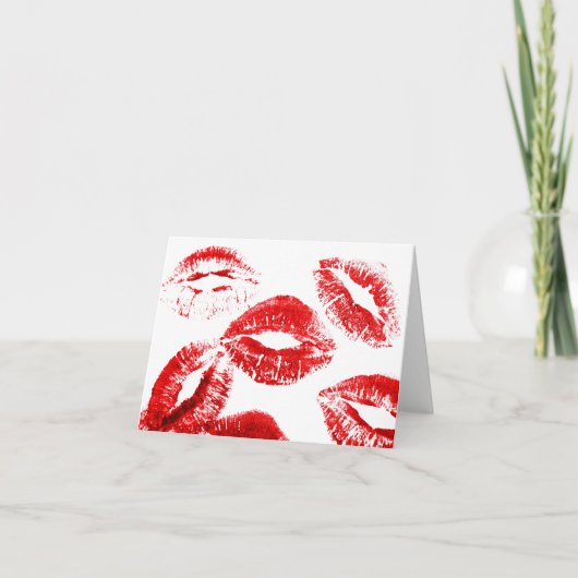 Carte Baisers de rouge à lèvres Baiser Empreinte de lèvr (Devant)