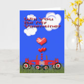 Carte Baisers des tracteurs sous des coeurs (Fleur jaune)