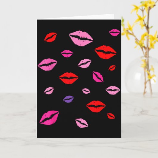 Carte Baisers Peints Les Lèvres.  (Fleur jaune)