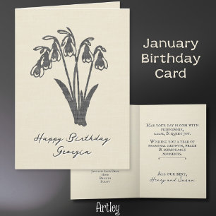 Carte Baisse de neige embouteillée Janvier Fleur Linge d