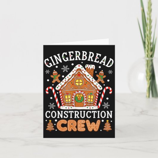 Carte Baking Gingerbread House Construction Crew Christm (Devant)