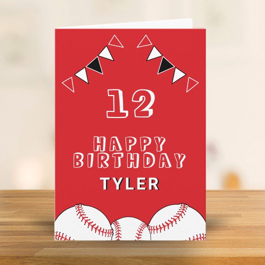 Carte Bal de baseball et drapeaux Anniversaire de enfant