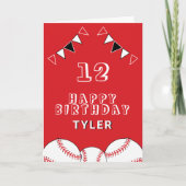 Carte Bal de baseball et drapeaux Anniversaire de enfant (Devant)