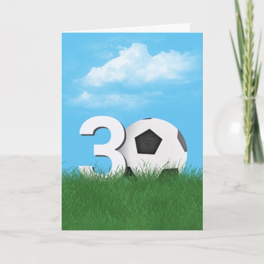 Carte Bal De Football 30e Anniversaire En Herbe Verte (Devant)