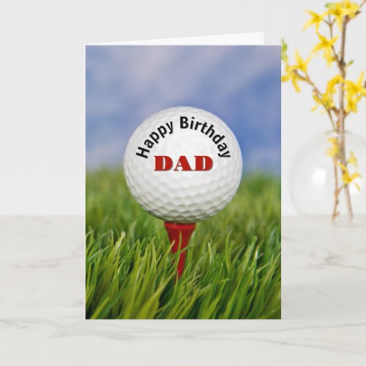 Carte Bal de golf d'anniversaire de papa à Tee (Fleur jaune)