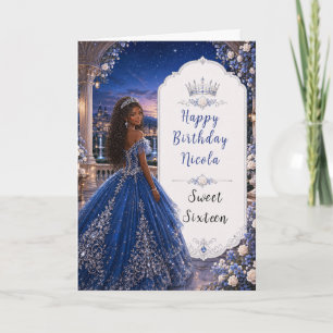 Carte Bal de princesse Sweet 16 bleu de minuit