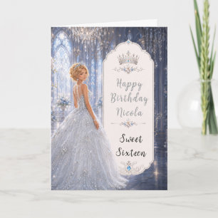 Carte Bal de Sweet Sixteen Bleu Clair au Clair de Lune