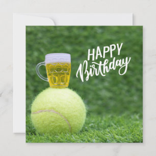 Carte Bal de tennis avec Joyeux Anniversaire avec amour