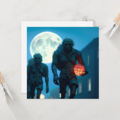 Carte Balade effrayante Zombie Halloween (Devant/Arrière en situation)