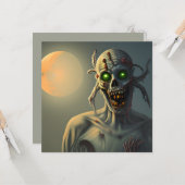 Carte Balade effrayante Zombie Halloween (Devant/Arrière en situation)
