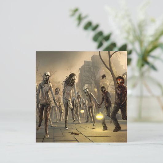 Carte Balade effrayante Zombie Halloween (Debout devant)