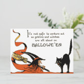 Carte Balai de Sorcière Chat Noir (Debout devant)