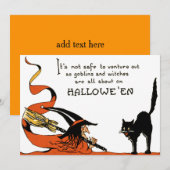 Carte Balai de Sorcière Chat Noir (Devant / Derrière)