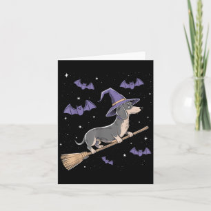 Carte Balai de sorcière drôle Amoureux de Dachshund Effr