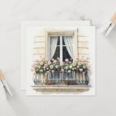 Carte Balcon fleuri de Paris aquarelle (Devant/Arrière en situation)