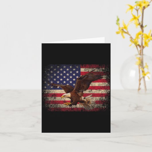 Carte Bald Eagle 4th Of July Christmas Gift American Fla (Fleur jaune)