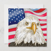 Carte Bald Eagle devant le drapeau américain Art patriot (Devant)