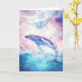Carte Baleine à bosse cosmique dans les eaux célestes (Fleur jaune)