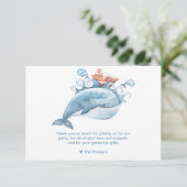 Carte Baleine bleue mignonne merci (Debout devant)