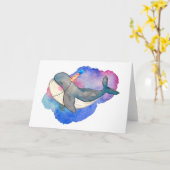 Carte Baleine de fête (Fleur jaune)