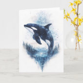 Carte Baleine galactique qui s'envole dans le ciel (Fleur jaune)