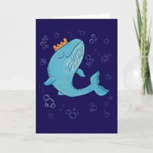 Carte Baleine Roi avec Couronne Art folklorique océani