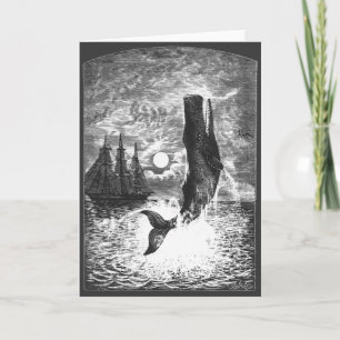 Carte Baleine vintage, Vie Marine Animaux