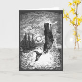 Carte Baleine vintage, Vie Marine Animaux (Fleur jaune)