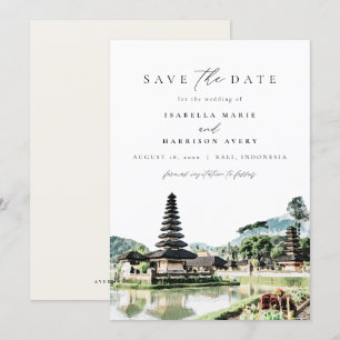 Carte BALI INDONESIA Skyline Wedding Enregistrer la date