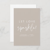 Carte Balise de Mariage Sparkler Love Sparkle Taupe (Devant / Derrière)