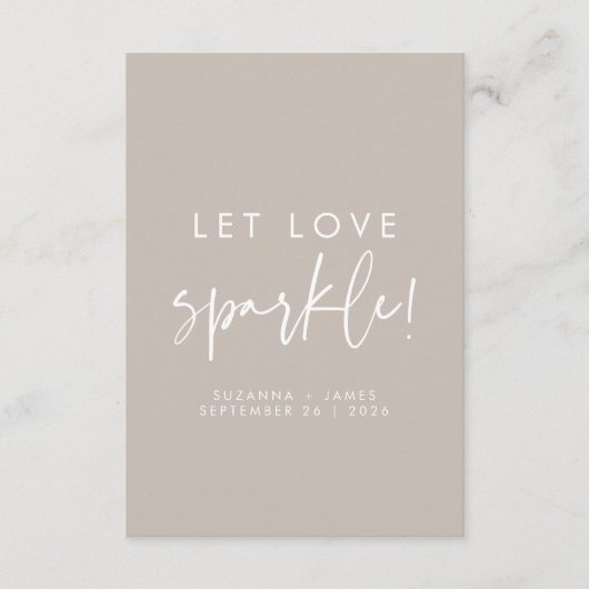 Carte Balise de Mariage Sparkler Love Sparkle Taupe (Devant)