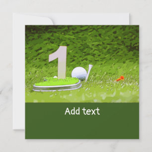 Carte Ball de golf avec golfeur du premier anniversaire 