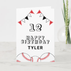 Carte Balle de Baseball et Drapeaux Sports Anniversaire 