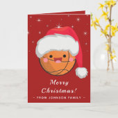 Carte Balle de basket-ball mignonne et kawaii rouge et s (Fleur jaune)