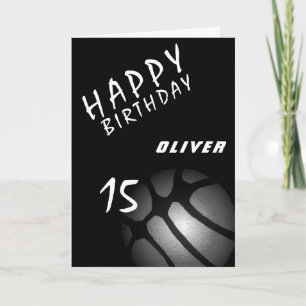 Carte Balle de basket-ball noir Sports Garçons Joyeux An
